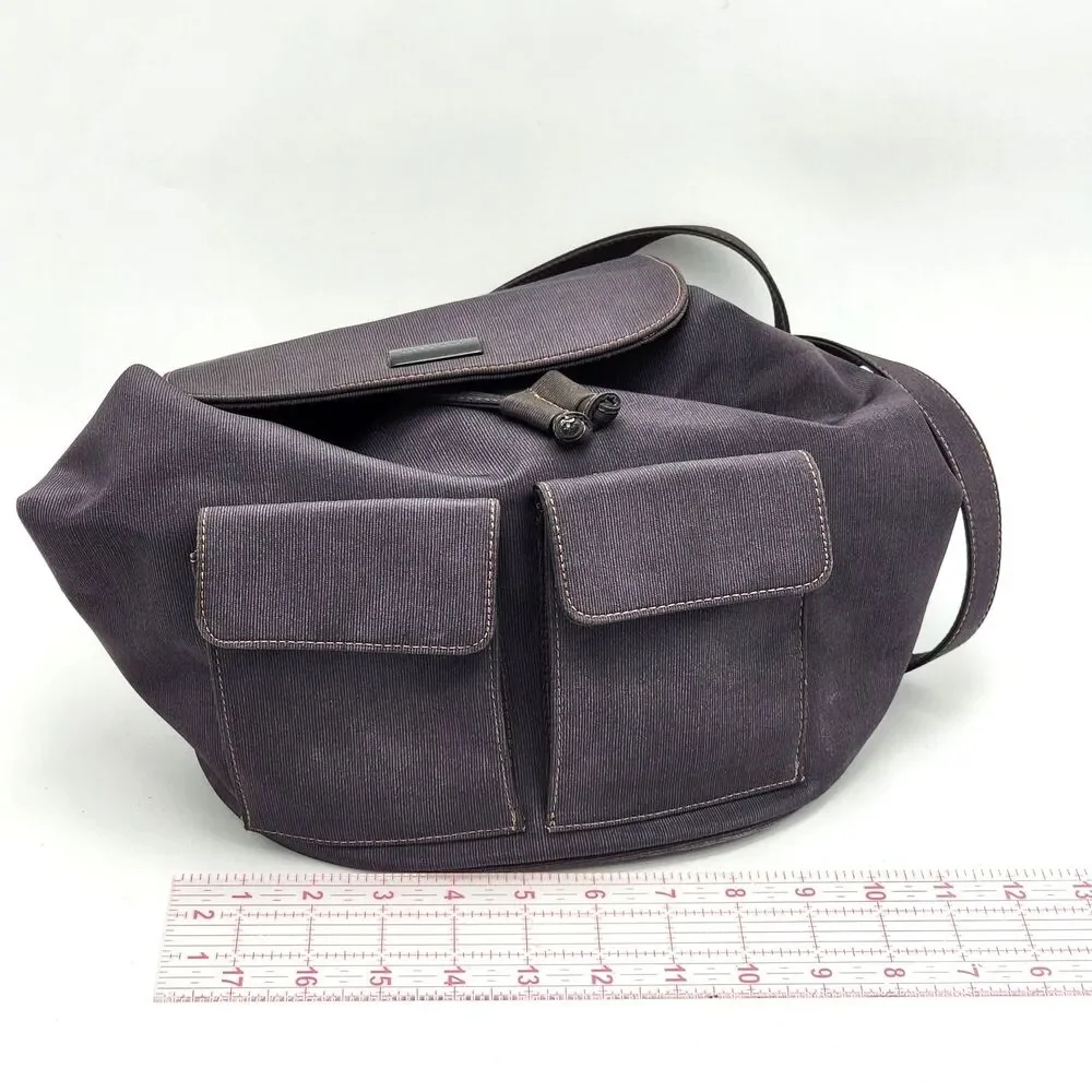 CitySac City Sac Two Pocket Nylon Travel Flap Backpack Knapsack Dark Gray